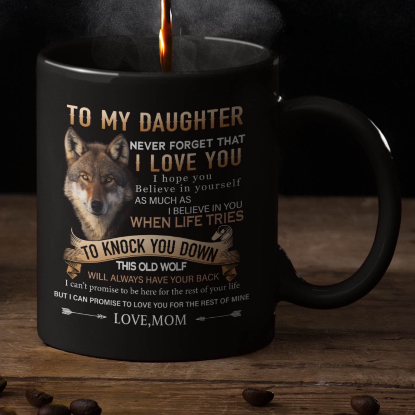 Mom To Daughter - Never Forget I Love You- Coffee Mug | This Old Wolf | BLACK 11OZ, 15OZ.