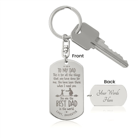 This is for all the things dad Engravable Dog Tag Keychain