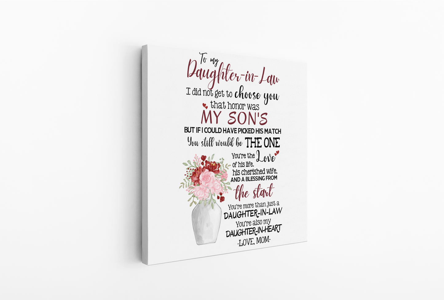 TO MY DAUGHTER IN LAW | MY DAUGHTER IN HEART | SQUARE CANVAS | WHITE