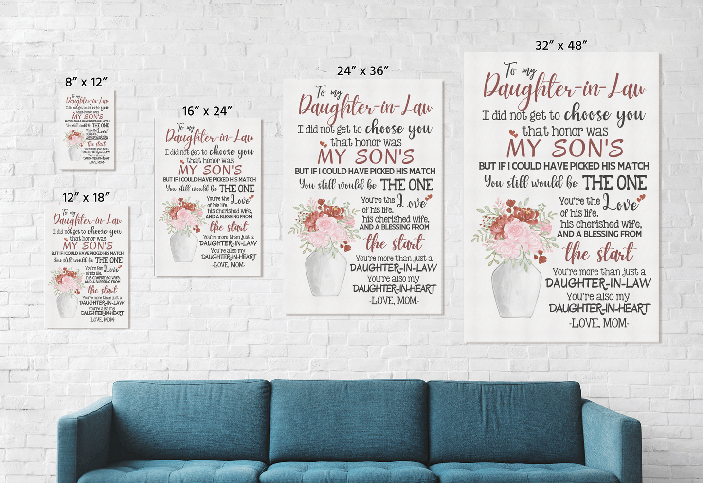 TO MY DAUGHTER IN LAW | MY DAUGHTER IN HEART | PORTRAIT CANVAS | WHITE